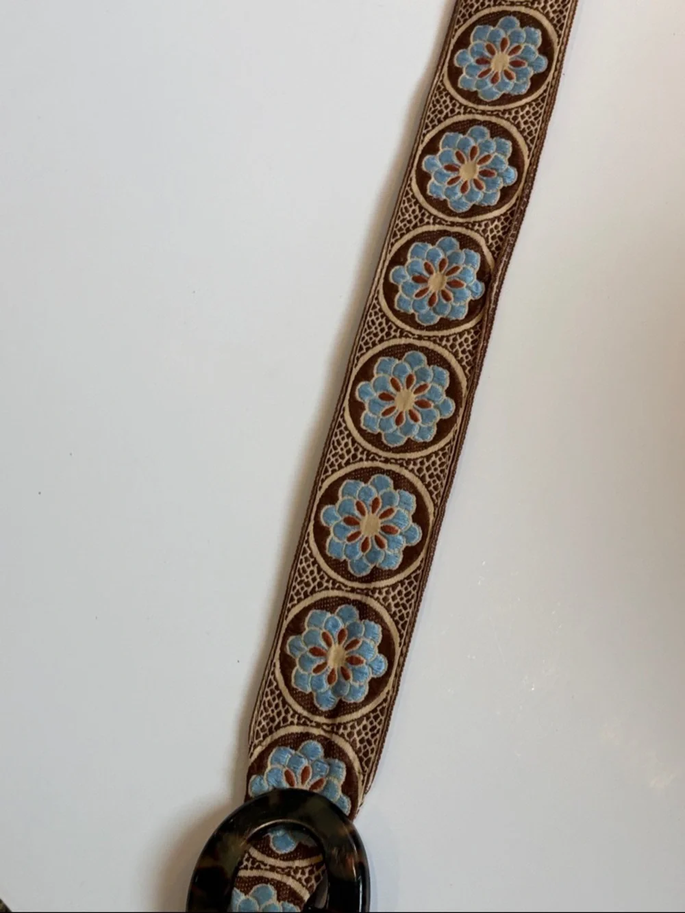 Hadley Pollet Embroidered Floral Belt - Pink Blue Flowers - Approx M/L